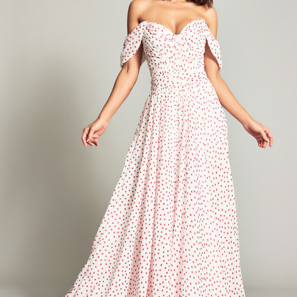 Garrett off-the-shoulder sweerheart gown